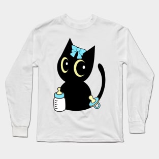 Cute black cat is a baby Long Sleeve T-Shirt